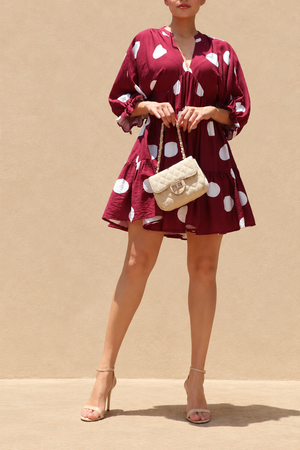 DD8520, Polka Dot Loose Fit Mini Dress