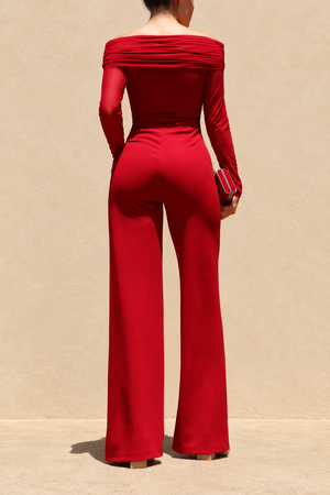 DD8564, Off Shoulder Knit Jumpsuit