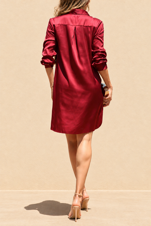 DD8673, Sequin Button Down Satin Mini Dress